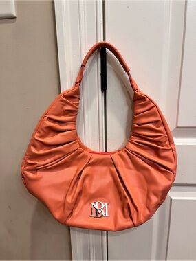 Badgley Mischka Coral Ruched Hobo Bag